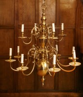 Lot 141 - A modern brass twelve-branch hanging electrolier