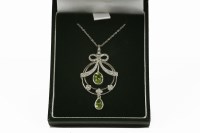 Lot 1013 - A 9ct white gold Art Nouveau style pendant