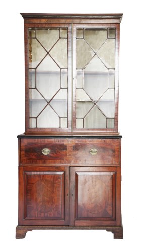 Lot 66 - A George lll mahogany secretaire bookcase