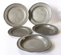 Lot 40 - A pair of pewter dishes and a charger