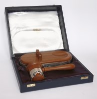 Lot 266 - Ten wooden gavels with applied 'G' motifs
