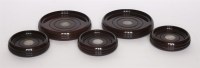 Lot 239 - A pair of turned mahogany wine coasters