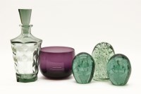 Lot 1308 - Three Victorian green glass dump weights