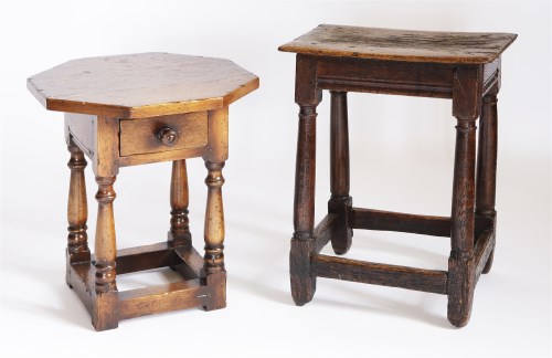Lot 56 - An oak joined stool