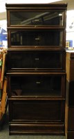 Lot 1641 - A Globe Wernicke oak five section bookcase 86.5cm x 35cm x 196cm