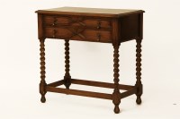 Lot 1649 - Early 20th century oak canteen of silver plated cutlery contained in two drawers on barley twist supports