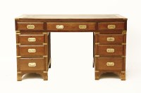 Lot 1809 - A military design brass bound hardwood pedestal desk