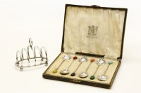 Lot 154 - A set of six Art Deco silver coffee bean spoons