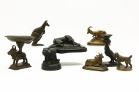 Lot 285 - A spelter model of a recumbent dog after Mene