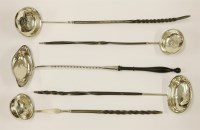 Lot 382 - Five silver toddy ladles