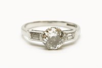 Lot 210A - A single stone old European cut diamond with baguette cut diamond shoulders