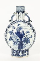 Lot 585 - A 19th century Chinese blue and white moon flask