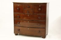 Lot 811 - A Victorian mahogany bow front chest with seven drawers