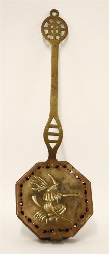 Lot 30 - Witchcraft/Halloween interest: a brass chestnut roasting pan