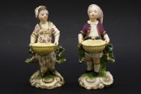 Lot 395 - A pair of Derby figures of gardeners