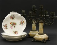 Lot 500 - A pair of French three branch candelabra
