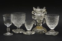 Lot 520 - A quantity of (possibly Irish) square base 19th century hobnail cut crystal glasses