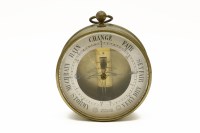Lot 449 - A brass cased aneroid barometer