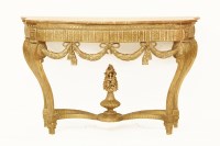 Lot 870 - A red marble topped console table