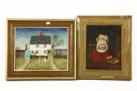 Lot 676 - Angela Fielder
CHILDREN PLAYING OUTSIDE A COTTAGE
signed l.r.