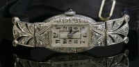 Lot 168 - A ladies' diamond set Art Deco cocktail watch