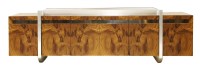 Lot 385 - A contemporary walnut-effect and aluminium sideboard