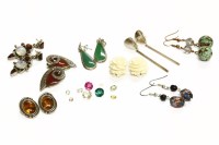 Lot 102 - A collection of earrings to include a pair of silver Georg Jensen bar drop earrings