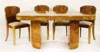 Lot 71 - An Art Deco burr maple dining suite