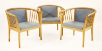 Lot 345 - Three beech armchairs
