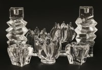 Lot 280 - Three Kosta Boda clear glass candleholders