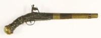 Lot 115 - A Middle Eastern walnut flintlock pistol