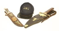 Lot 59 - Two Bowie knives in leather scabbards