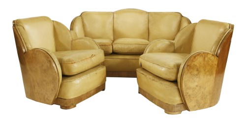 Lot 79 - An Art Deco burr walnut 'cloud' suite