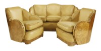 Lot 79 - An Art Deco burr walnut 'cloud' suite