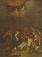 Lot 420 - Follower of Frans Francken the Elder
THE ADORATION OF THE SHEPHERDS
Oil on panel
44 x 33cm