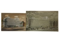 Lot 320 - Three large original architectural studies