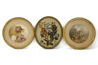 Lot 373 - Three flower pictures: two circular watercolours