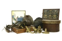 Lot 215 - Two pairs of 18th century? brass candle sconces