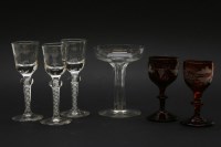 Lot 124 - A set of three  18th century cordial glasses