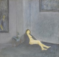Lot 345 - Mike Pope (20th century)
'LADY WEARING MY JACKET'
Signed and dated '81 l.r.
