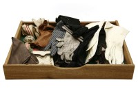 Lot 260 - A collection of ladies gloves and a matching purse and sewing set