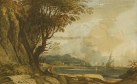 Lot 373 - John Varley OWS (1778-1842)
FIGURES SITTING UNDER A TREE
Signed l.l.