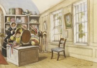 Lot 401 - John Strickland Goodall (1908-1996)
THE MILLINER'S SHOP
Signed l.r.