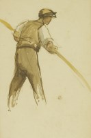 Lot 405 - Attributed to Harry Becker (1865-1928)
STUDY OF A FARM WORKER
Pencil and watercolour
17 x 12cm;
and five unframed sheets of figure