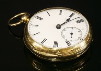 Lot 489 - An 18ct gold open faced key wind pocket watch