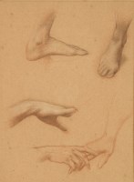 Lot 737 - Sir Edward Coley Burne-Jones ARA (1833-1898)
STUDIES OF HANDS AND FEET FOR 'LOVE AND THE PILGRIM'
Black