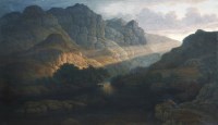 Lot 441 - John Glover OWS (1767-1849)
SUNSET - A MOUNTAINOUS LAKE LANDSCAPE WITH A BOY FISHING
Oil on canvas
76 x 114cm

Provenance: Christie’s London