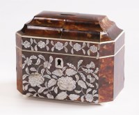 Lot 417 - A tortoiseshell tea caddy