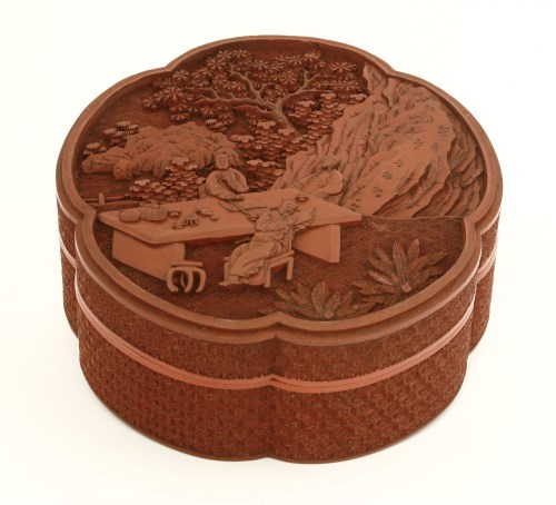 Lot 1278 - A Chinese cinnabar lacquered box and cover