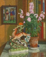 Lot 484 - Charles Ginner (1878-1952)
STILL LIFE WITH A STAFFORDSHIRE ORNAMENT OF A DEER                                                                         
Signed l.r.